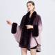 Faux Fur Tie Dye Knitted Poncho Fuzzy Panel Shawl Faux Fur Tie Dye Knitted Poncho Fuzzy Panel Shawl