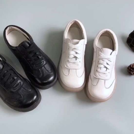 Genuine Leather Lace-up Non-slip Flat Soft Sole Women's Shoes Sneakers Genuine Leather Lace-up Non-slip Flat Soft Sole Women's Shoes Sneakers