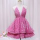 Sequined Neckless Backless Double-layered Swing Homecoming Dress Sequined Neckless Backless Double-layered Swing Homecoming Dress