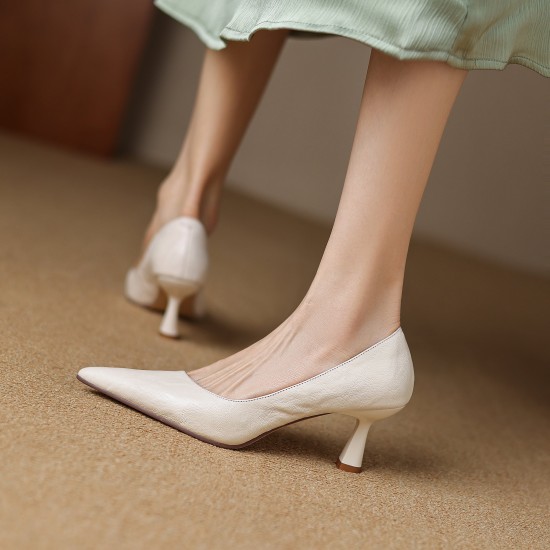Womens Handmade Sheepskin Pointed Toe Kitten Heel Pumps Womens Handmade Sheepskin Pointed Toe Kitten Heel Pumps