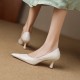 Womens Handmade Sheepskin Pointed Toe Kitten Heel Pumps Womens Handmade Sheepskin Pointed Toe Kitten Heel Pumps