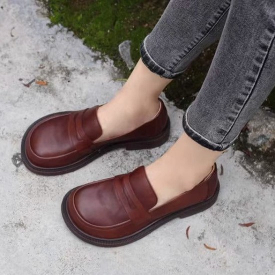 Handmade Women Loafers Big Toe Comfortable Soft Leather Shoes Handmade Women Loafers Big Toe Comfortable Soft Leather Shoes