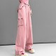 Women Spring Summer Drawstring High Waist Wide Leg Loose Multi-pockets Pant Women Spring Summer Drawstring High Waist Wide Leg Loose Multi-pockets Pant