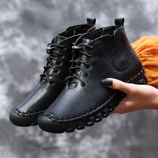 Womens Autumn Winter Velvet Soft Leather Casual High-Top Shoes Boots Womens Autumn Winter Velvet Soft Leather Casual High-Top Shoes Boots