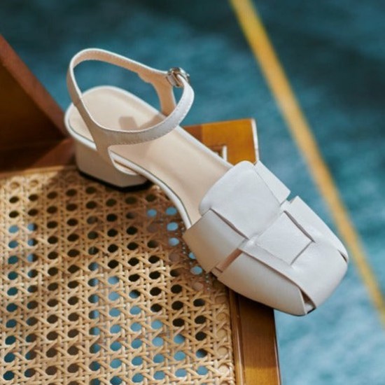 Summer Leather Sandals Dress Shoes Weave Closed Sandals Women Summer Leather Sandals Dress Shoes Weave Closed Sandals Women