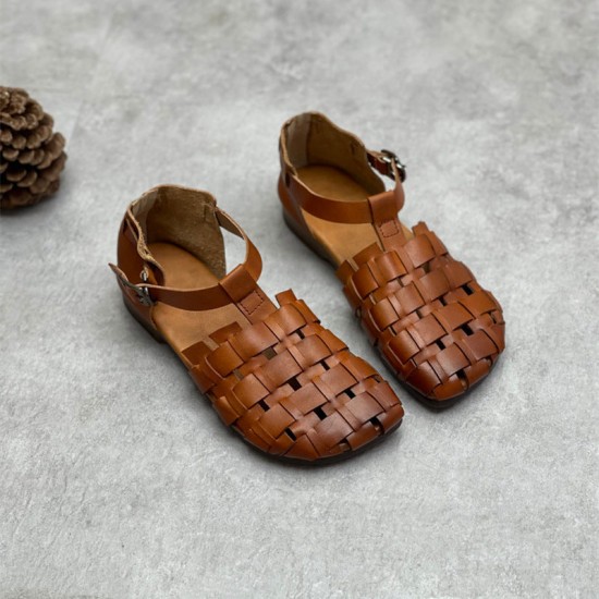 Womans Genuine Leather Woven Closed Toe Fisherman Sandals Womans Genuine Leather Woven Closed Toe Fisherman Sandals