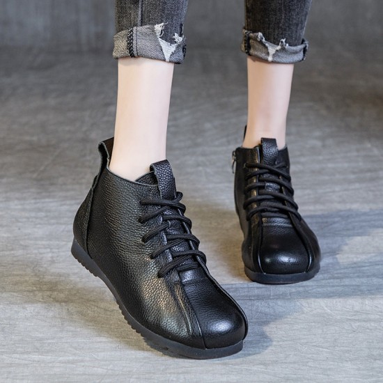 Womens Ankle Boots Flat Soft Sole Comfortable Zipper Lace Up Shoes Womens Ankle Boots Flat Soft Sole Comfortable Zipper Lace Up Shoes