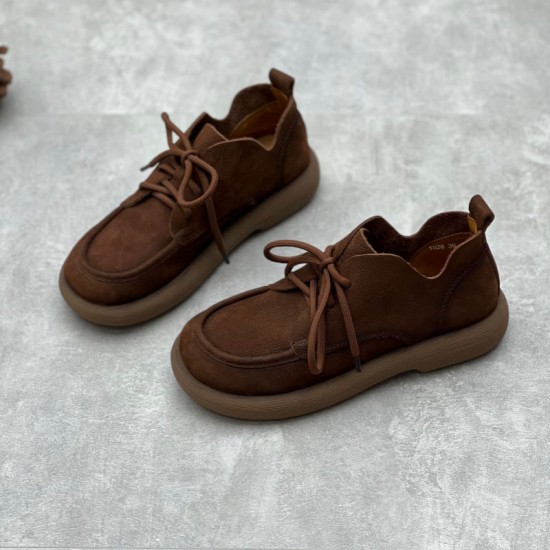 Handmade Womens Lace-up Leather Oxford Flat Shoes Handmade Womens Lace-up Leather Oxford Flat Shoes