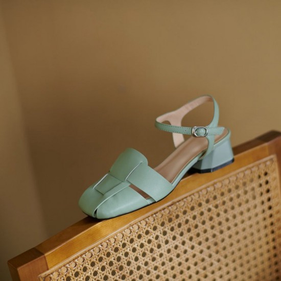Summer Leather Sandals Dress Shoes Weave Closed Sandals Women Summer Leather Sandals Dress Shoes Weave Closed Sandals Women