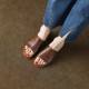 Women's Cowhide Chunky Heel Open Toe Heels Sandals Slippers Women's Cowhide Chunky Heel Open Toe Heels Sandals Slippers