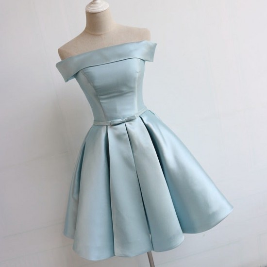 Pleated Satin Homecoming Dress With Off Shoulder Pleated Satin Homecoming Dress With Off Shoulder