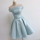 Pleated Satin Homecoming Dress With Off Shoulder Pleated Satin Homecoming Dress With Off Shoulder