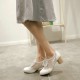 Lace-up Chunky Heel Elegant Vintage Lace Splicing Heels Wedding Shoes Lace-up Chunky Heel Elegant Vintage Lace Splicing Heels Wedding Shoes