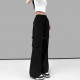 Women Spring Summer Drawstring High Waist Wide Leg Loose Multi-pockets Pant Women Spring Summer Drawstring High Waist Wide Leg Loose Multi-pockets Pant