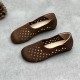 Women's Hollow Out Summer Flat Handmade Cow Leather Sandals Women's Hollow Out Summer Flat Handmade Cow Leather Sandals