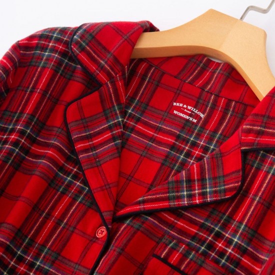 Couple Red Cotton Plaid Pajama Set PJS Christmas Pajamas Presents Couple Red Cotton Plaid Pajama Set PJS Christmas Pajamas Presents