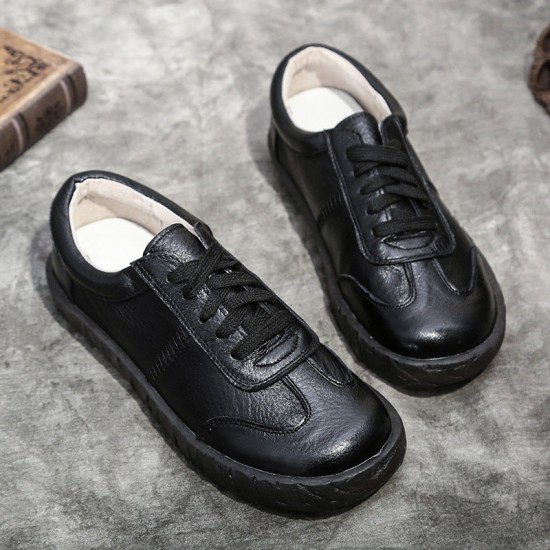 Genuine Leather Lace-up Non-slip Flat Soft Sole Women's Shoes Sneakers Genuine Leather Lace-up Non-slip Flat Soft Sole Women's Shoes Sneakers