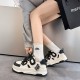 Womens Leather Cute Platform Panda Lace Up Sneakers Womens Leather Cute Platform Panda Lace Up Sneakers