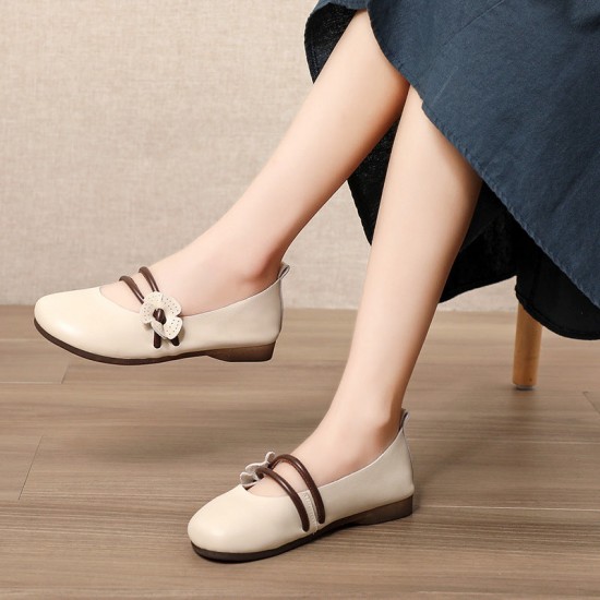 Womens Handmade Flower Leather Flat Soft Sole Shoes Womens Handmade Flower Leather Flat Soft Sole Shoes