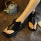 Women's Flat Leather Flip-Flops Casual Sandals Women's Flat Leather Flip-Flops Casual Sandals