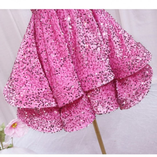 Sequined Neckless Backless Double-layered Swing Homecoming Dress Sequined Neckless Backless Double-layered Swing Homecoming Dress