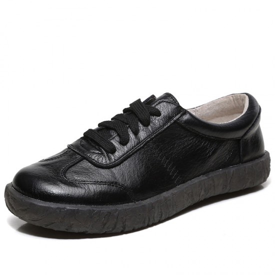 Genuine Leather Lace-up Non-slip Flat Soft Sole Women's Shoes Sneakers Genuine Leather Lace-up Non-slip Flat Soft Sole Women's Shoes Sneakers