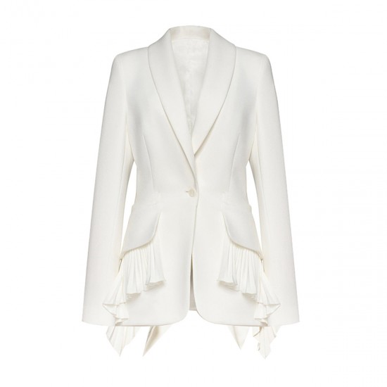 Women's Spring and Fall Hem Splicing Pressure Pleat Blazer Women's Spring and Fall Hem Splicing Pressure Pleat Blazer