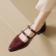 Closed Pointed Toe Strappy Pumps With Low Chunky Heels Closed Pointed Toe Strappy Pumps With Low Chunky Heels