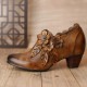 Womens Genuine Leather Heeled Boots Boho Vintage Shoes Womens Genuine Leather Heeled Boots Boho Vintage Shoes