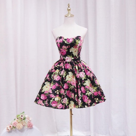 Vintage Floral Short Gown Homecoming Dress Vintage Floral Short Gown Homecoming Dress
