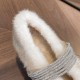 Soft Rabbit Fur Winter Rhinestone Buckle Flat Shoes Soft Rabbit Fur Winter Rhinestone Buckle Flat Shoes