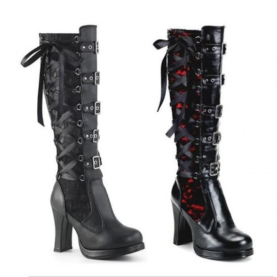 Black Gothic Heeled Boots with Buckle Black Gothic Heeled Boots with Buckle