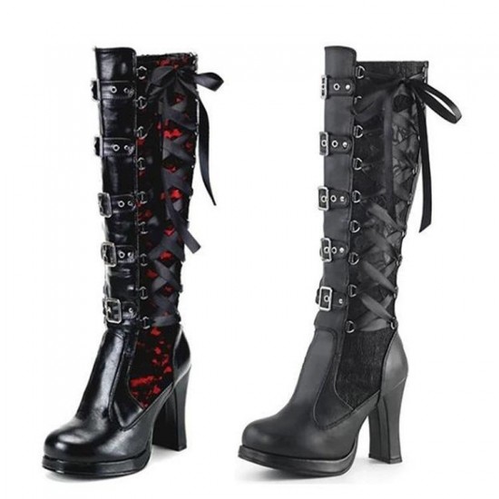 Black Gothic Heeled Boots with Buckle Black Gothic Heeled Boots with Buckle