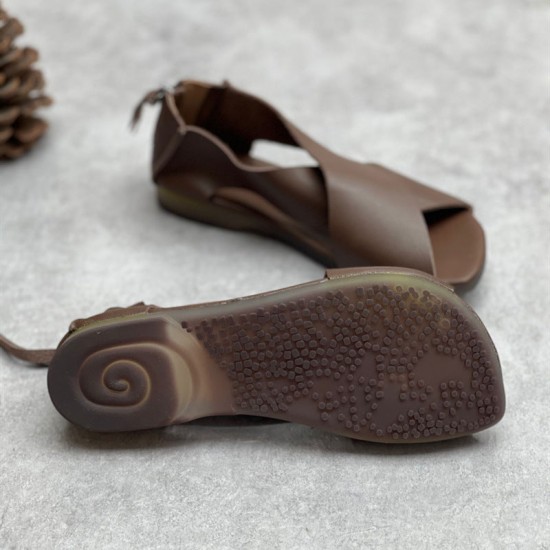Summer Handmade Leather Cross-Strap Sandals for Women Shoes Summer Handmade Leather Cross-Strap Sandals for Women Shoes