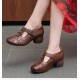 Genuine Leather Carved Hollow Square Heel Retro Women's Shoes Genuine Leather Carved Hollow Square Heel Retro Women's Shoes