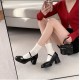 Patent Leather Pearl Rhinestone Embellished High Heeled Mary Jane Women's Shoes Patent Leather Pearl Rhinestone Embellished High Heeled Mary Jane Women's Shoes