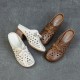 Women's Leather Bowknot Hollow Out Mid Heel Block Mule Shoes Women's Leather Bowknot Hollow Out Mid Heel Block Mule Shoes