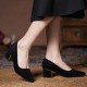 Women Suede Pump Block Heel Pointed Toe Mid Heels Women Suede Pump Block Heel Pointed Toe Mid Heels