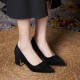 Women Suede Pump Block Heel Pointed Toe Mid Heels Women Suede Pump Block Heel Pointed Toe Mid Heels