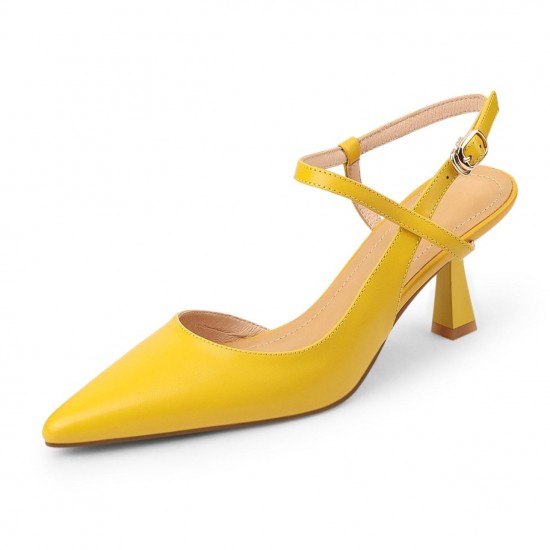 Women Slingback Kitten Heels Pumps Pointed Toe Strap Buckle Sandals Women Slingback Kitten Heels Pumps Pointed Toe Strap Buckle Sandals