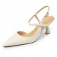 Women Slingback Kitten Heels Pumps Pointed Toe Strap Buckle Sandals Women Slingback Kitten Heels Pumps Pointed Toe Strap Buckle Sandals