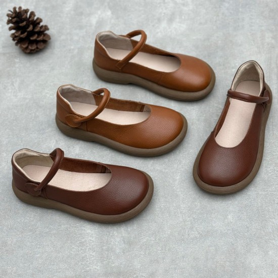 Women's Leather Handmade Soft Sole Round Toe Mary Jane Shoes Women's Leather Handmade Soft Sole Round Toe Mary Jane Shoes