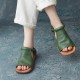 Summer Cowhide Handmade Velcro Open Toe Sandals Flat Shoes Summer Cowhide Handmade Velcro Open Toe Sandals Flat Shoes