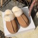 Womens Genuine Suede Leather Wool Fluffy Winter Mules Womens Genuine Suede Leather Wool Fluffy Winter Mules
