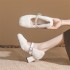 Plush Rhinestone Buckle Women's Chunky High Heels