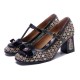 Women's Vintage T-strap Plaid Patchwork Floral Mary Jane High Heels Women's Vintage T-strap Plaid Patchwork Floral Mary Jane High Heels