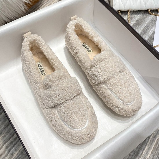 Women Cute Winter Warm Lamb Fur Flat Shoes Loafers Women Cute Winter Warm Lamb Fur Flat Shoes Loafers