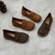 Retro Genuine Leather Flats Loafers Handmade Slip-on Women's Shoes Retro Genuine Leather Flats Loafers Handmade Slip-on Women's Shoes