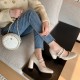 Woman High Heels Round Toe Leather Pearl Buckle Dress Shoes Woman High Heels Round Toe Leather Pearl Buckle Dress Shoes