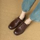 Handmade British style Round Toe Lace Up Leather Chunky Heeled Loafers Handmade British style Round Toe Lace Up Leather Chunky Heeled Loafers